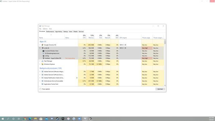 Task Manager and SuperCollider Error